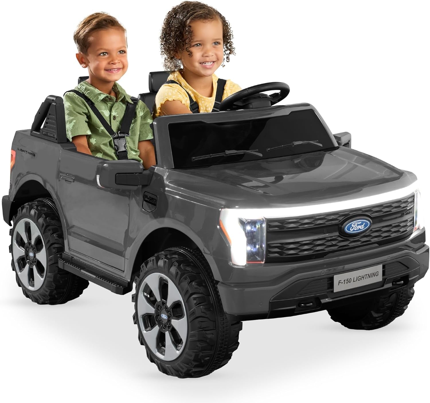 Licensed Ford F-150 Lightning Truck Kids 24V 2-Seater Electric Ride on Car Toy W/ 132Lb Weight Capacity, Parent Control - Black