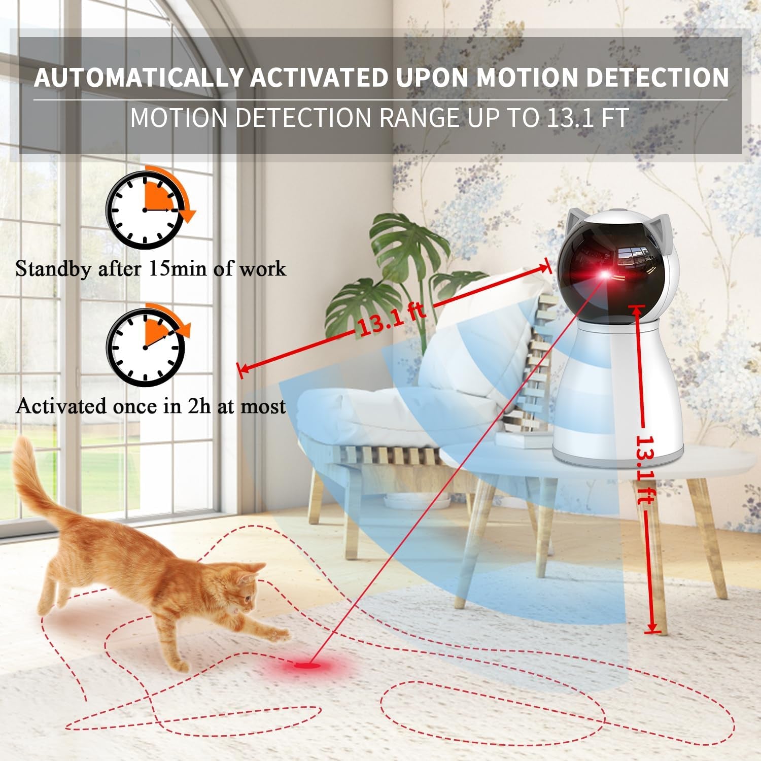 Laser Cat Toys for Indoor Cats,The 4Th Generation Real Random Trajectory Motion Activated Rechargeable Automatic Cat Laser Toy,Interactive Cat Toys for Bored Indoor Adult Cats/Kittens/Dogs