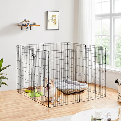 Dog Pen Pet Exercise Pen Metal Dog Fence with Door for Dogs/Cats or Small Animals Outdoor &amp; Indoor Use, 8 Panel 36.5&quot; High