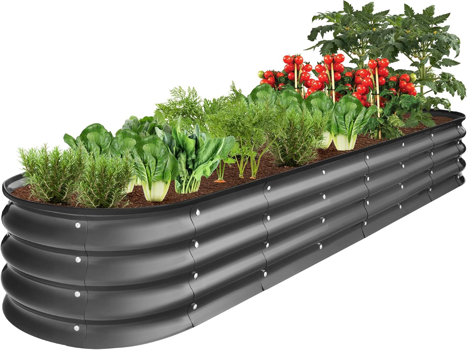 4X2X1Ft Outdoor Metal Raised Garden Bed, Oval Deep Root Planter Box for Vegetables, Flowers, Herbs, and Succulents W/ 51 Gallon Capacity, Rubber Edge Guard - Sage Green