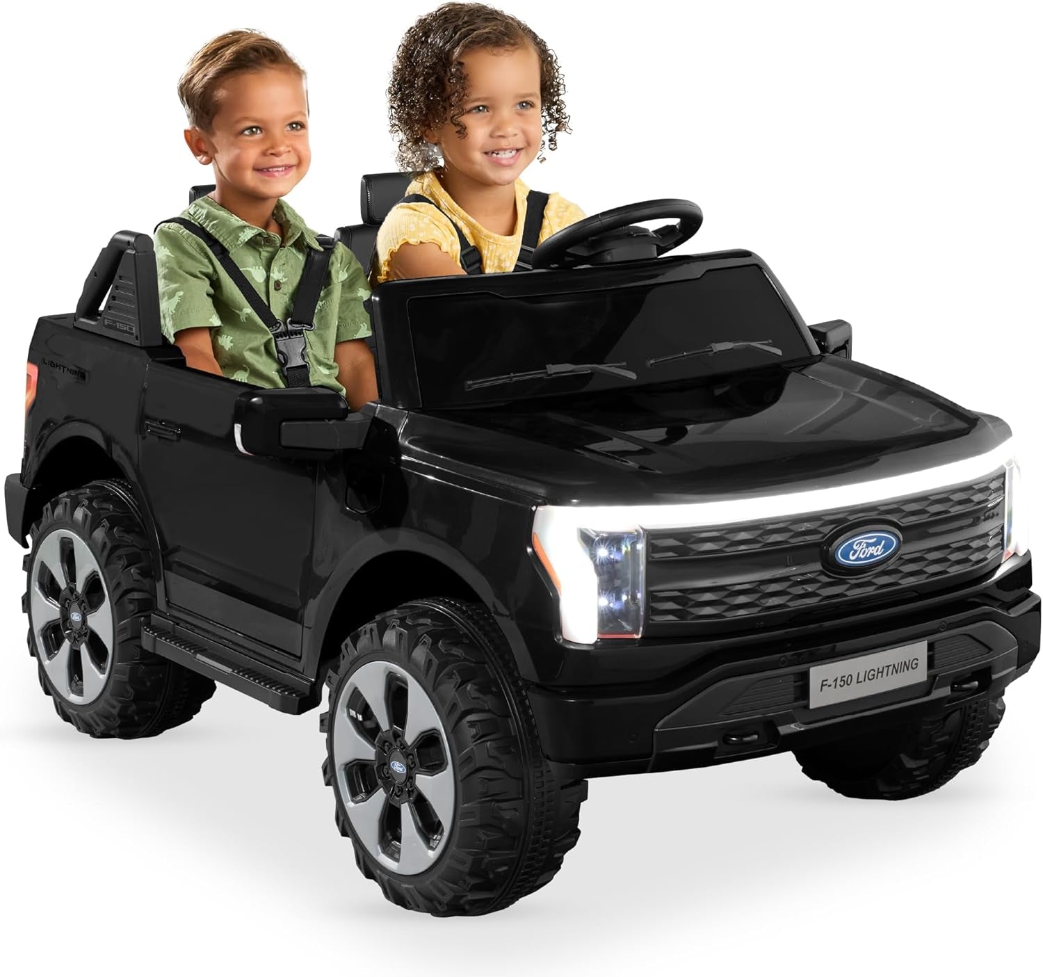 Licensed Ford F-150 Lightning Truck Kids 24V 2-Seater Electric Ride on Car Toy W/ 132Lb Weight Capacity, Parent Control - Black