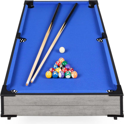 40In Tabletop Billiard Table, Pool Arcade Game Table for Living Room, Game Room W/ 2 Cue Sticks, Ball Set, Storage Bag