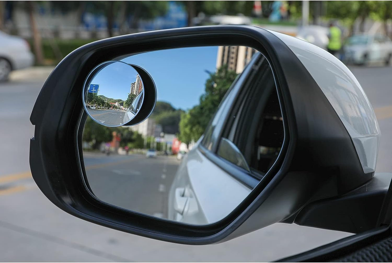 Blind Spot Mirror, 2&quot; round HD Glass Frameless Convex Rear View Mirrors Exterior Accessories with Wide Angle Adjustable Stick for Car SUV and Trucks, Pack of 2