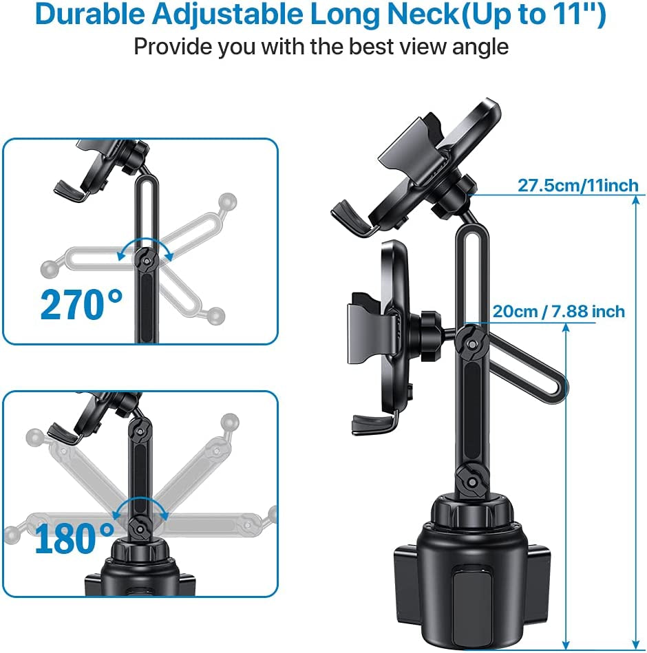 [Upgraded Version Cup Phone Holder for Car, Universal Adjustable Long Neck Car Phone Mount Cradle Friendly Compatible with Iphone Samsung Google and All 4.0-7.0 Inches Smartphones