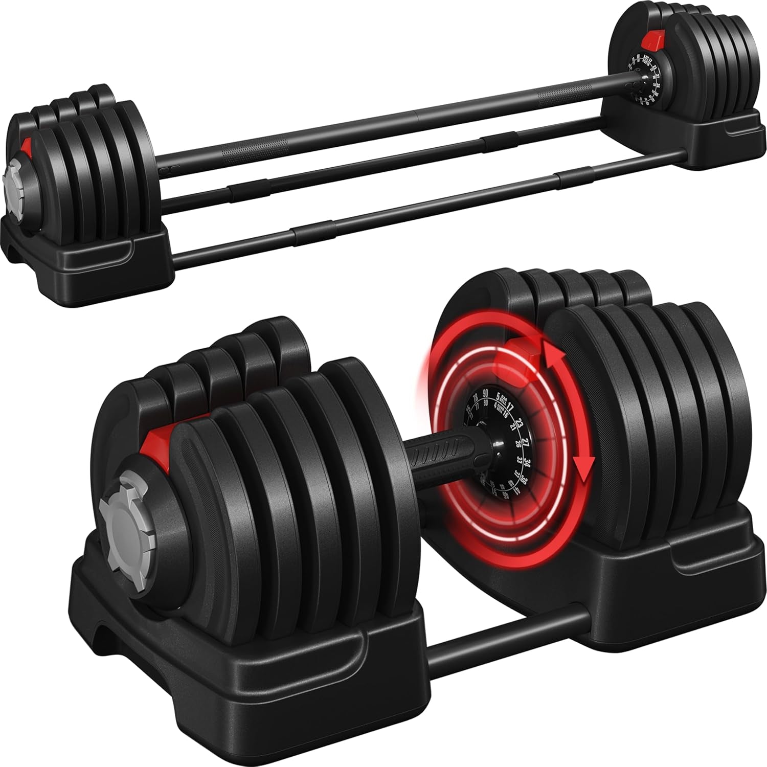 Adjustable Dumbbell Set Free Weight Dumbbells 40Lbs/52.5Lbs/90Lbs Fast Adjust Dumbbells Dumbbell Weight Set, with Tray for Men/Women Strength Training Equipment