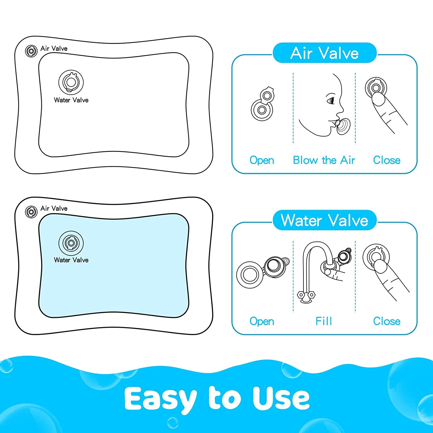 Tummy Time Water Mat丨Inflatable Tummy Time Water Play Mat for Babies, Infants and Toddlers 3 to 12 Months Promote Development Toys Baby Gifts