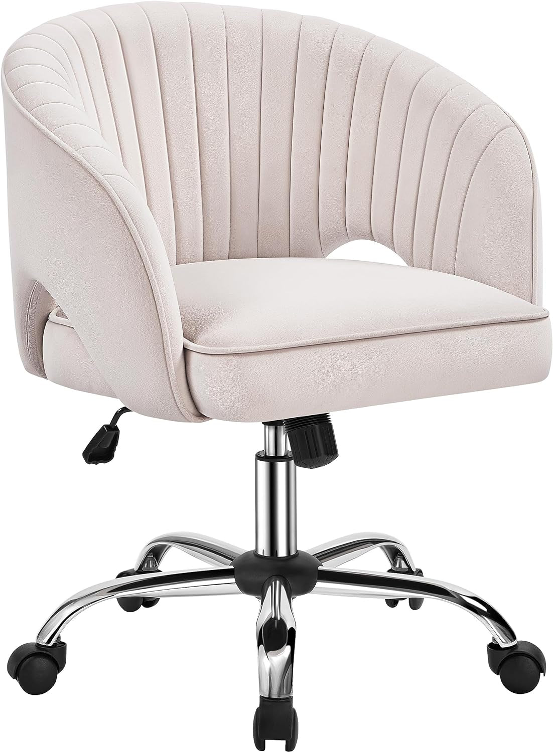 Pink Desk Chair Vanity Chair with Back Home Office Chair Cute Desk Chair Modern Swivel Rolling Chair Computer Chair for Study, Vanity, Bedroom