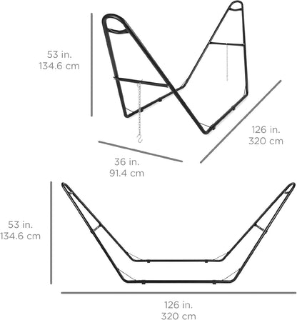 Adjustable Portable Hammock Stand, Outdoor Patio Weather-Resistant Steel for 9-14Ft Hammocks W/Hanging Hooks, Powder-Coated Finish, Carrying Bag, 450Lb Weight Capacity