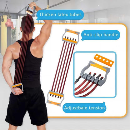 Arm and Chest Muscle Trainer,Chest Exercise Equipment,Chest Dilator,5 Tubes Ajustable Arm Strength Trainer, Strength Training Equipment for Home Fitness Muscle