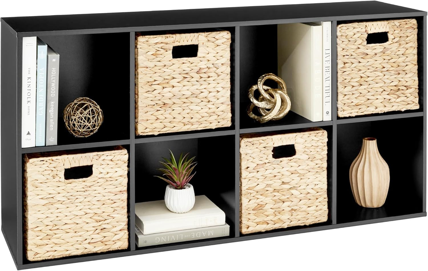 9-Cube Storage Organizer, 13.5In Shelf Opening, Bookcase, Display Shelf, Customizable W/ 3 Removable Back Panels – Walnut