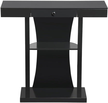 3 Tier Console Sofa Tables with Drawers Living Room Pedestal Entry Table Black