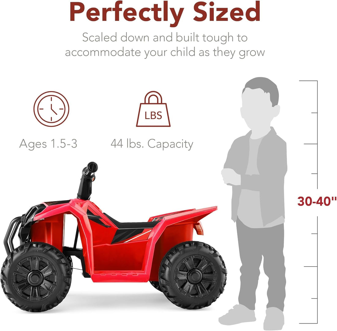 6V Kids Ride on Toy, 4-Wheeler Quad ATV Play Car W/ 1.8MPH Max Speed, Treaded Tires, Rubber Handles, Push-Button Accelerator - Red