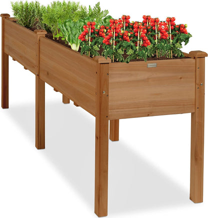 48X24X30In Raised Garden Bed, Elevated Wood Planter Box Stand for Backyard, Patio, Balcony W/Bed Liner, 200Lb Capacity - Natural