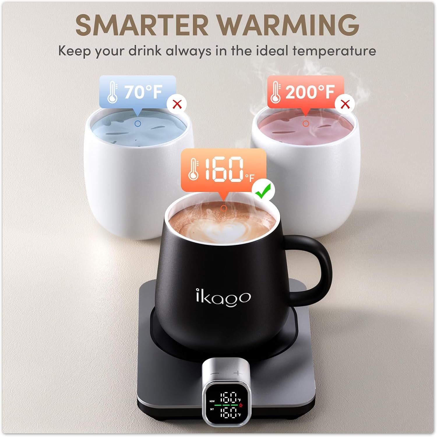 Smart Heated Coffee Mug Warmer &amp; Mug Set - Heated Coffee Warmer with Auto Shut Off, 1°F Precise Temperature Control Coffee Warmer, Electric Mug Warmer for Desk, Birthday Gifts for Women and Men