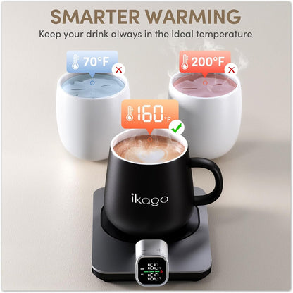 Smart Heated Coffee Mug Warmer &amp; Mug Set - Heated Coffee Warmer with Auto Shut Off, 1°F Precise Temperature Control Coffee Warmer, Electric Mug Warmer for Desk, Birthday Gifts for Women and Men