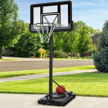 10Ft Regulation Basketball Hoop, 7.5-10Ft Height Adjustable Outdoor Goal W/Shock Absorbent Rim, Base Gel, 2 Wheels