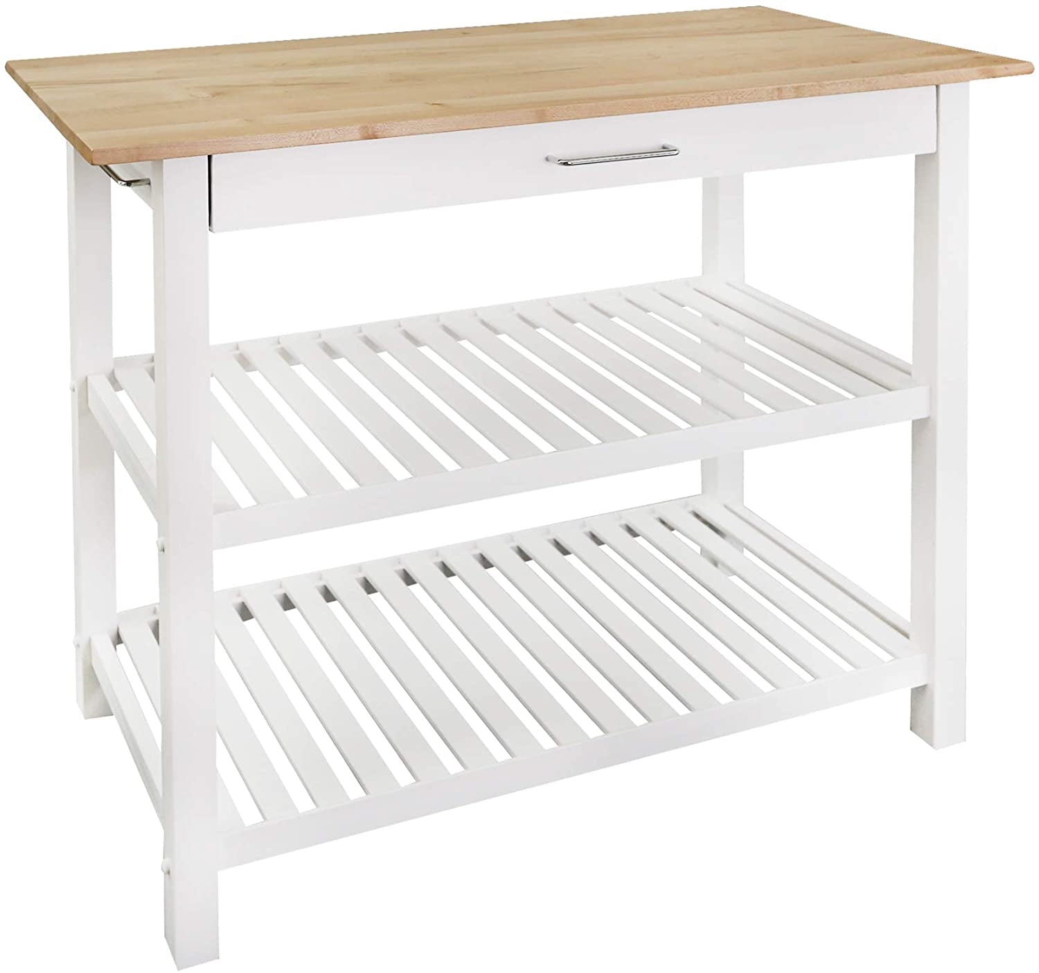 Kitchen Island with Solid American Hardwood Top, Natural/White, 40&quot; W (373-91)