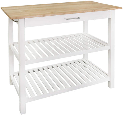 Kitchen Island with Solid American Hardwood Top, Natural/White, 40&quot; W (373-91)