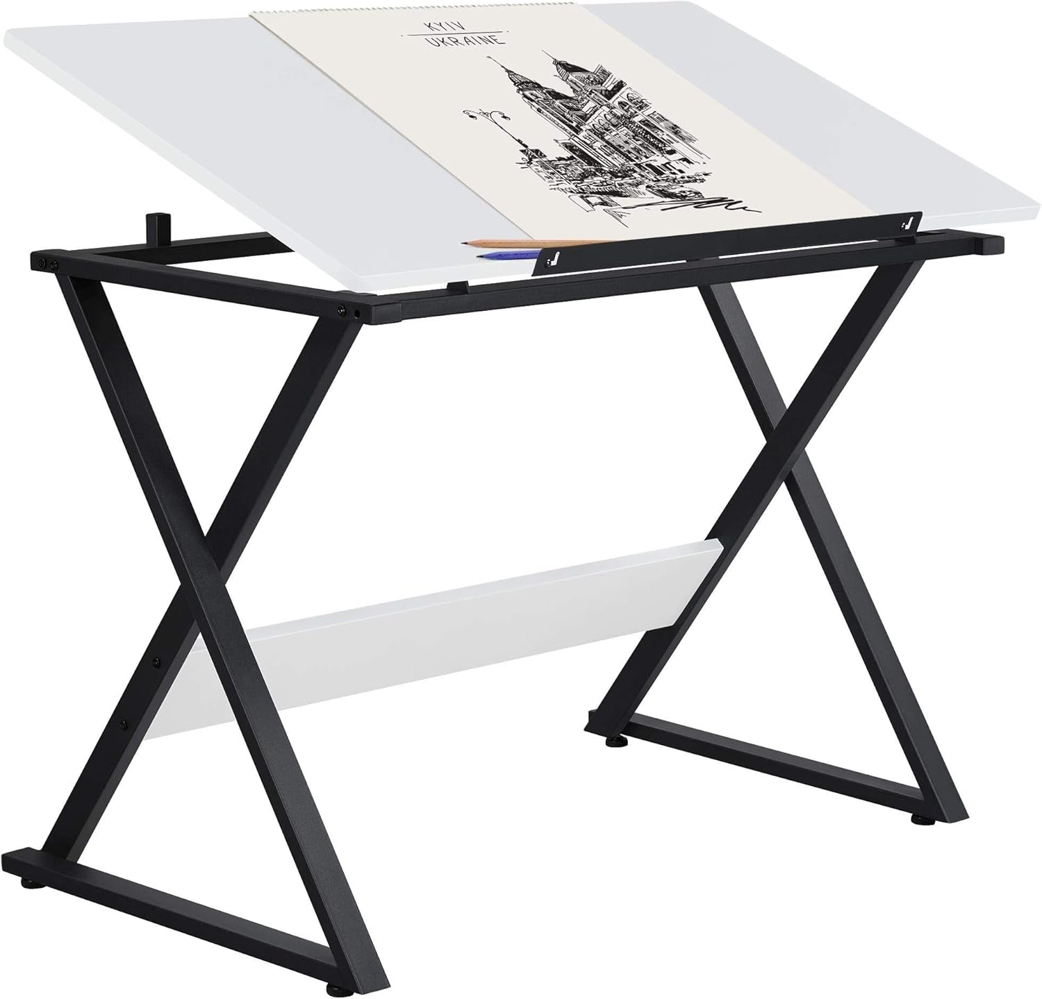 Drafting Table for Artists Art Desk Drawing Painting Studying Table W/Tilted Tabletop Art Craft Work Station for Adults Home Office School Use