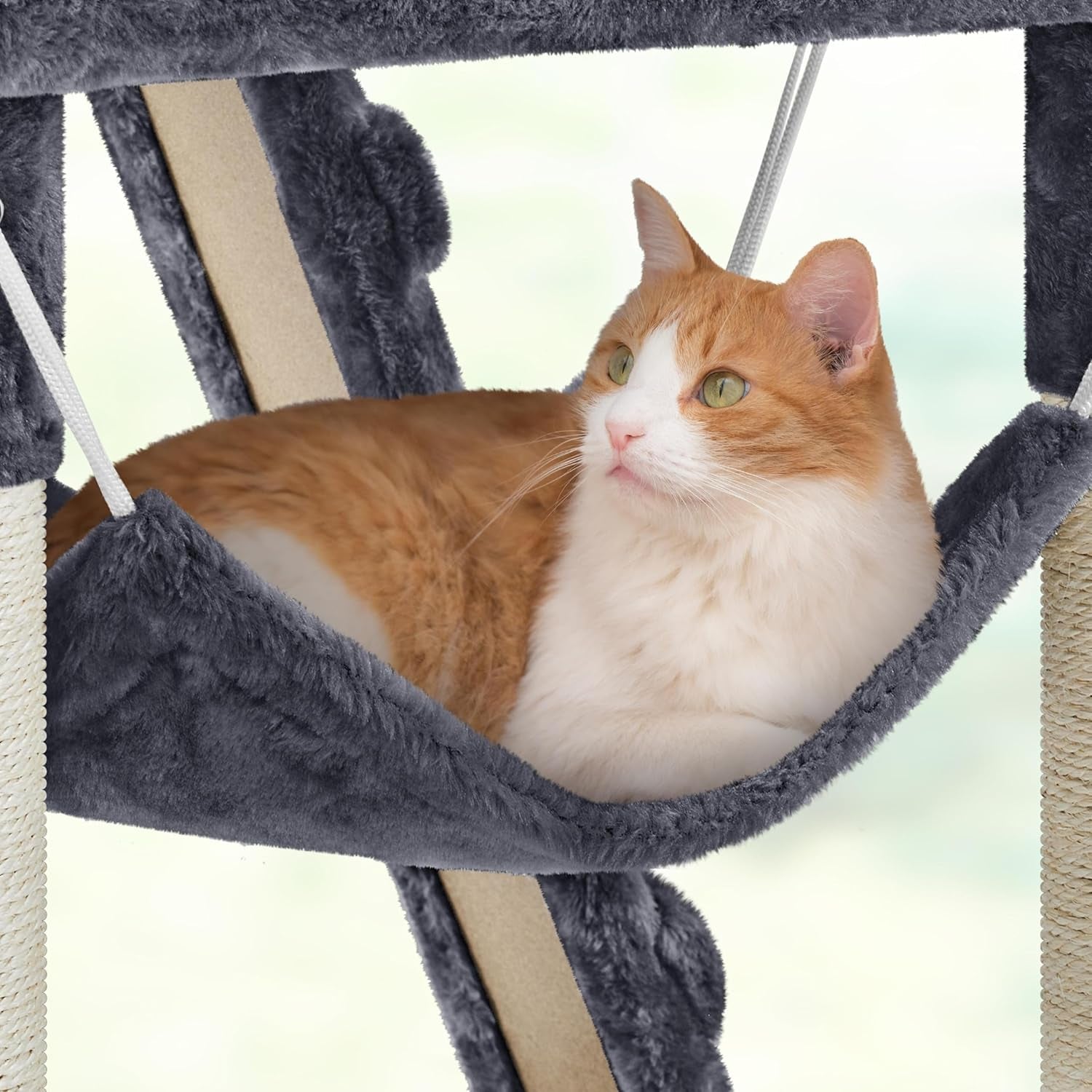 Cat Tree, 54In Tall Cat Tower for Indoor Cats, Multi-Level Cat Furniture with Extended Platform &amp; Basket, Spacious Cat Condo, Funny Hammock, Scratching Posts and Ladder for Kittens