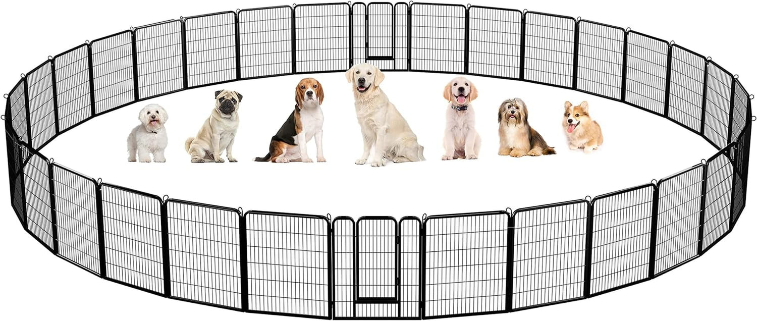 Dog Playpen Outdoor 24 Inch 6 Panels Indoor Dog Fence Metal Dog Pen Heavy Duty Pet Exercise Pen for Rv/Camping/Garden