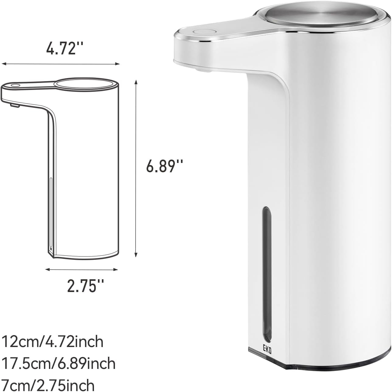 Aroma Touchless Automatic Soap Dispenser for Bathroom and Kitchen, Liquid Hand Soap Dispenser, Water-Resistant and Rechargeable, 9 Fl Oz (White)