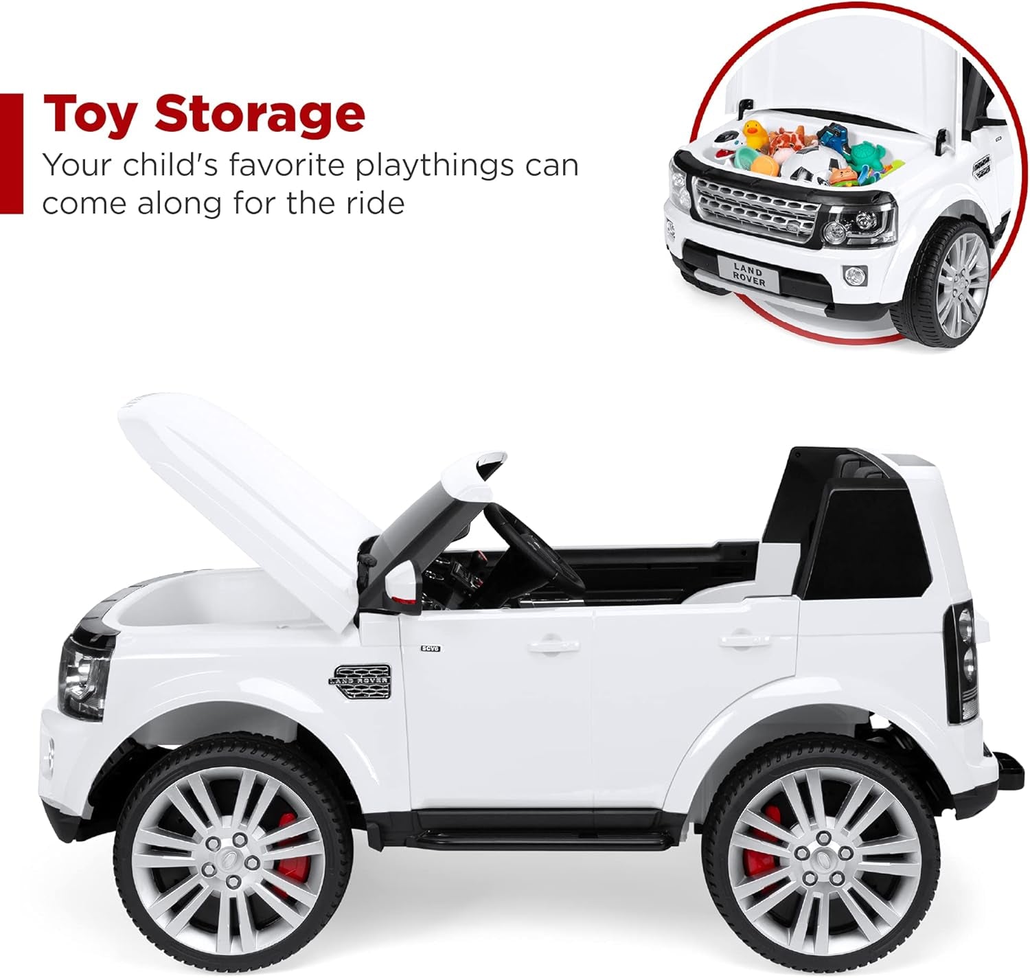 12V 3.7 MPH 2-Seater Licensed Land Rover Ride on Car Toy W/Parent Remote Control, MP3 Player - White