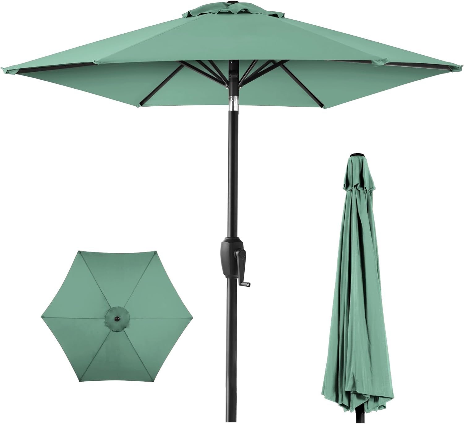 7.5Ft Heavy-Duty round Outdoor Market Table Patio Umbrella W/Steel Pole, Push Button Tilt, Easy Crank Lift - Navy Blue