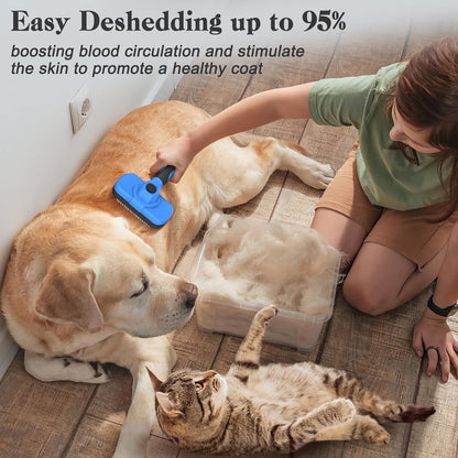 Self Cleaning Slicker Brush - Skin Friendly Deshedding Grooming Tool for Dogs &amp; Cats, Suitable for Shedding &amp; Haired Pets, with Pet Supplies Accessories, Blue