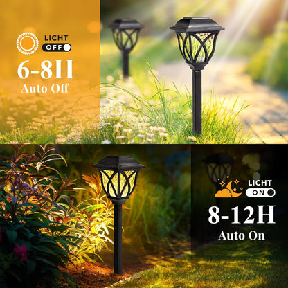 Solar Lights Outdoor Waterproof, 6 Pack LED Solar Garden Lights, Solar Lights for Outside, Garden Decor for Yard, Patio, Landscape, Planter, Walkway (Warm White)