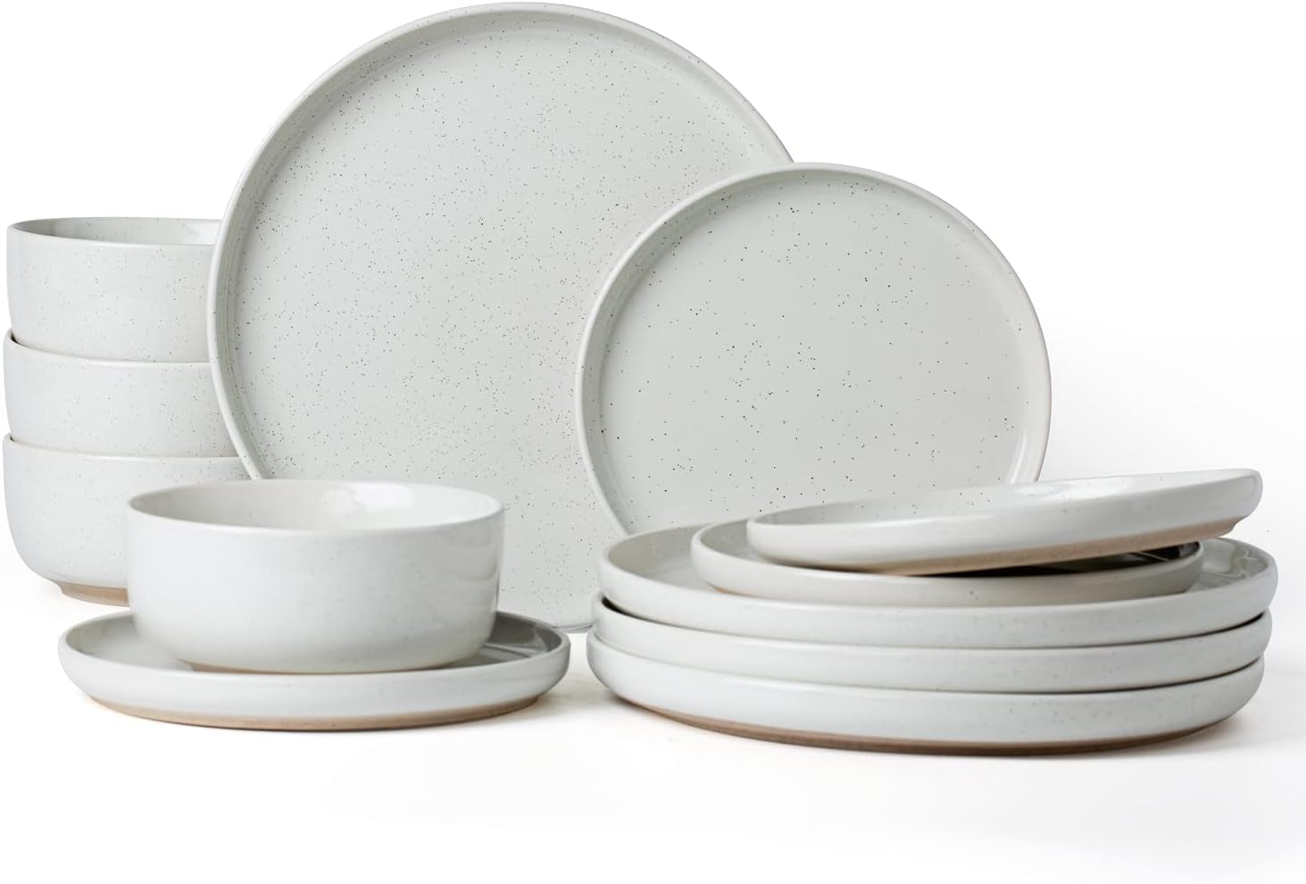 Milkyway Plates and Bowls Set, 12 Pieces Dinnerware Sets, Dishes Set for 4, White