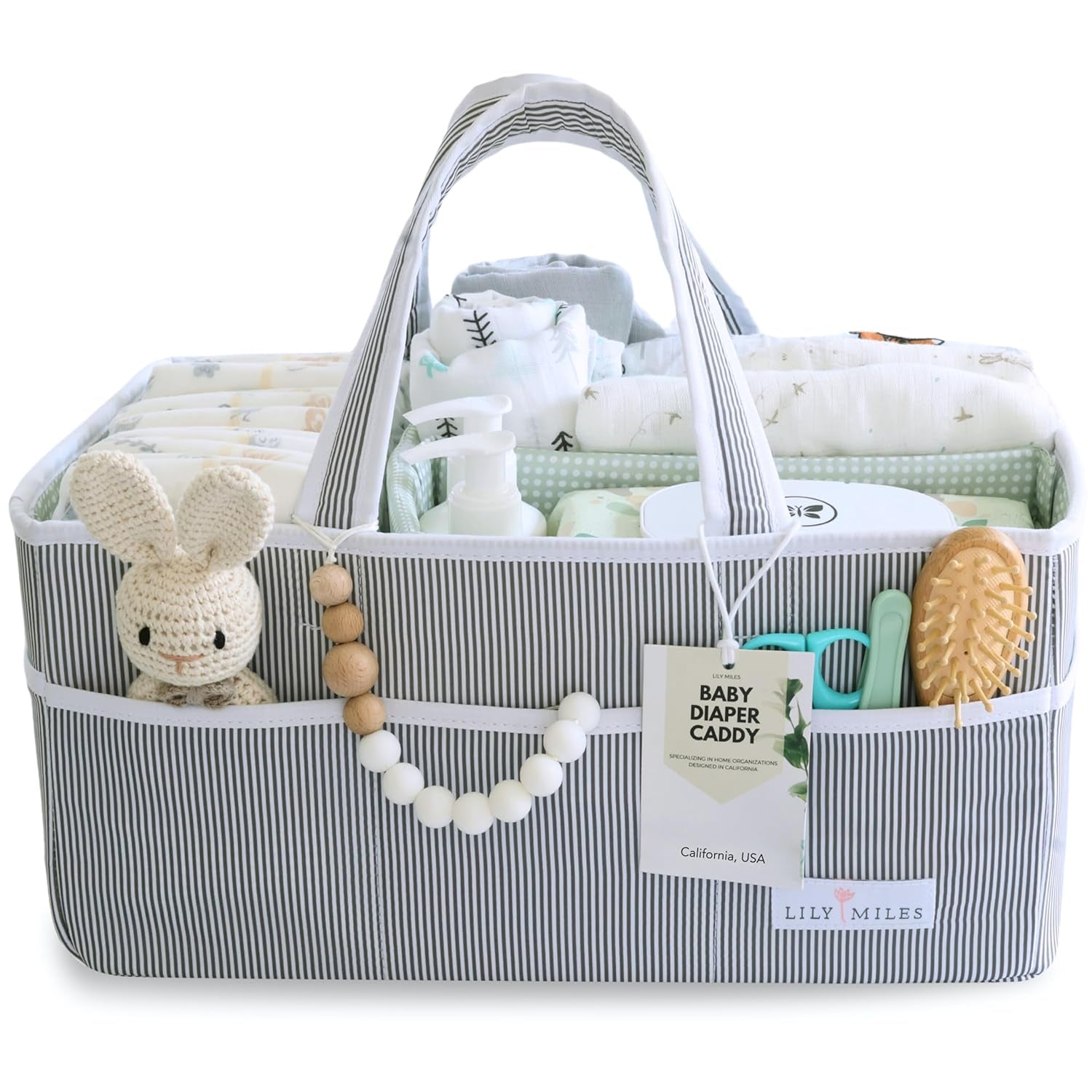 Baby Diaper Caddy - Large Organizer Tote Bag for Newborn Essentials Boy or Girl - Baby Shower Basket - Nursery Must Haves - Registry Favorites - Newborn Caddie Car Travel