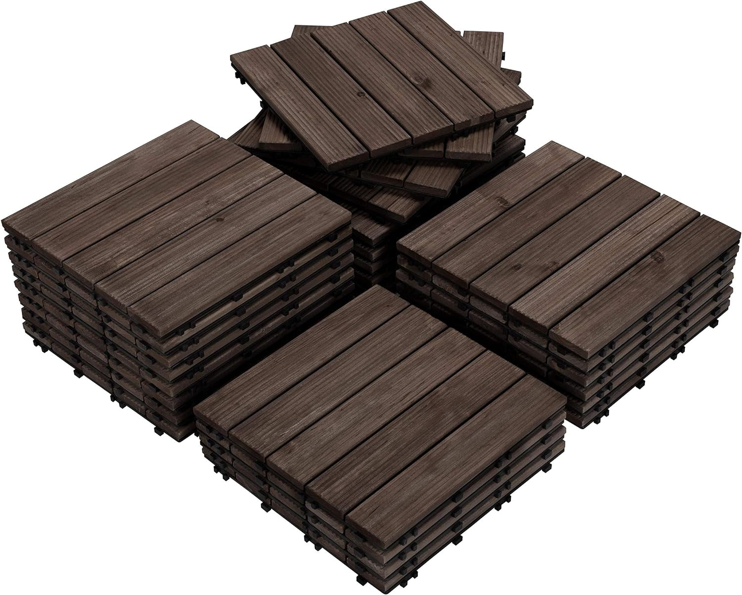 27PCS Interlocking Patio Deck Tiles 12 X 12In Wood Floor Tiles Outdoor Flooring for Patio Garden Deck Poolside Brown