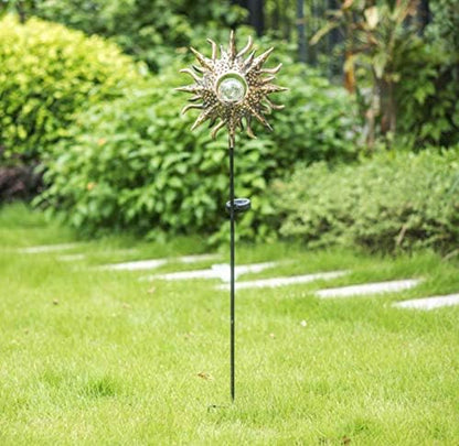 Sun Solar Lights Garden Outdoor Waterproof Metal Decorative Stakes for Patio Yard Walkway Lawnpatio Mothers Day Gifts Mom Wife Grandma (Sun)