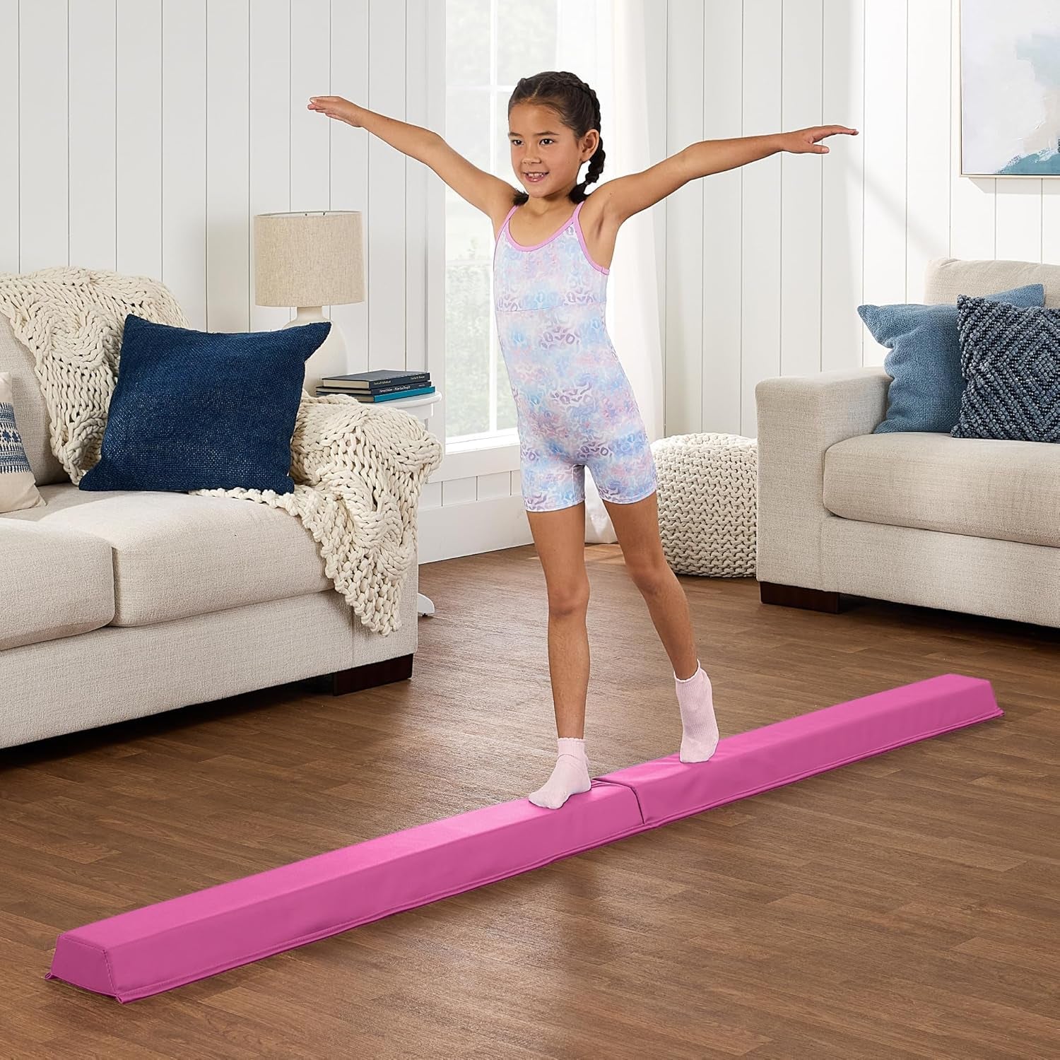 8Ft Folding Medium-Density Foam Floor Balance Beam for Gymnastic and Tumbling