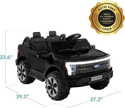 Licensed Ford F-150 Lightning Truck Kids 24V 2-Seater Electric Ride on Car Toy W/ 132Lb Weight Capacity, Parent Control - Black