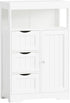 Bathroom Floor Cabinet, Wooden Free-Standing Storage Organizer with 1 Door and 3 Drawers, Bathroom Storage Cabinet for Living Room/Kitchen/Hallway/Home Office (Light White, 3 Drawers)