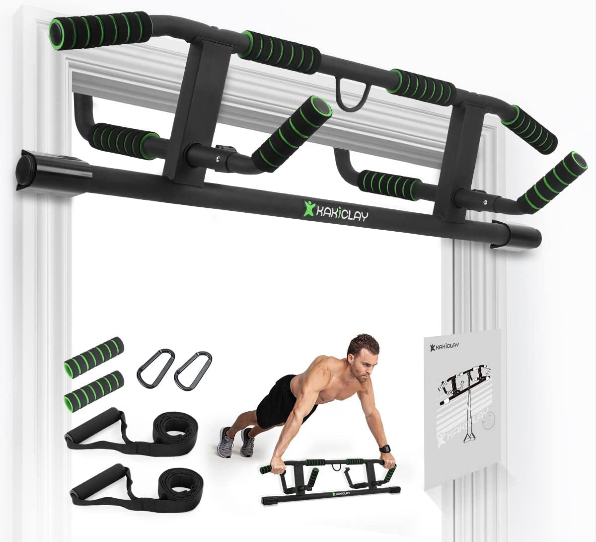 2025 Upgrade Multi-Grip Pull up Bar with Smart Larger Hooks Technology - USA Original Patent, Designed, Shipped, Warranty