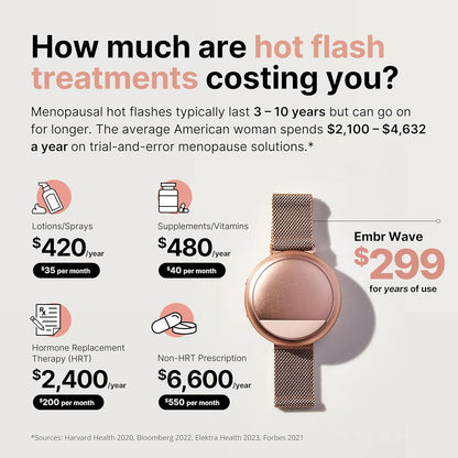 Wave Cooling Bracelet - Warming Bracelet - Personalized Thermal Relief - Manage Hot Flashes, Night Sweats, Sleep, Tension - FSA HSA Eligible - Clinically Proven - Rechargeable - Rose Gold