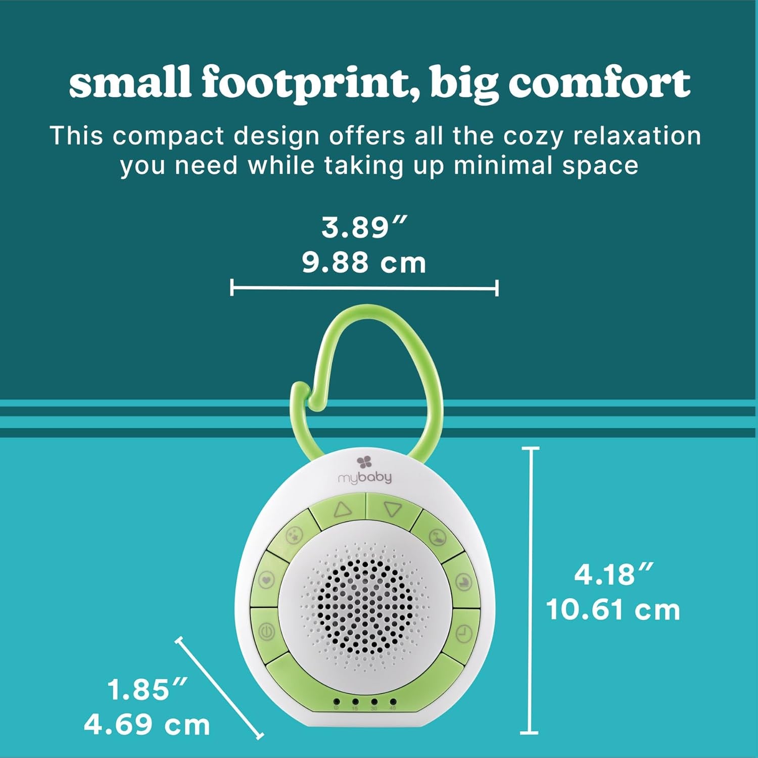 Baby Sound Machine, White Noise Sound Machine for Baby, Travel and Nursery. 4 Soothing Sounds, Integrated Clip, Small and Lightweight.