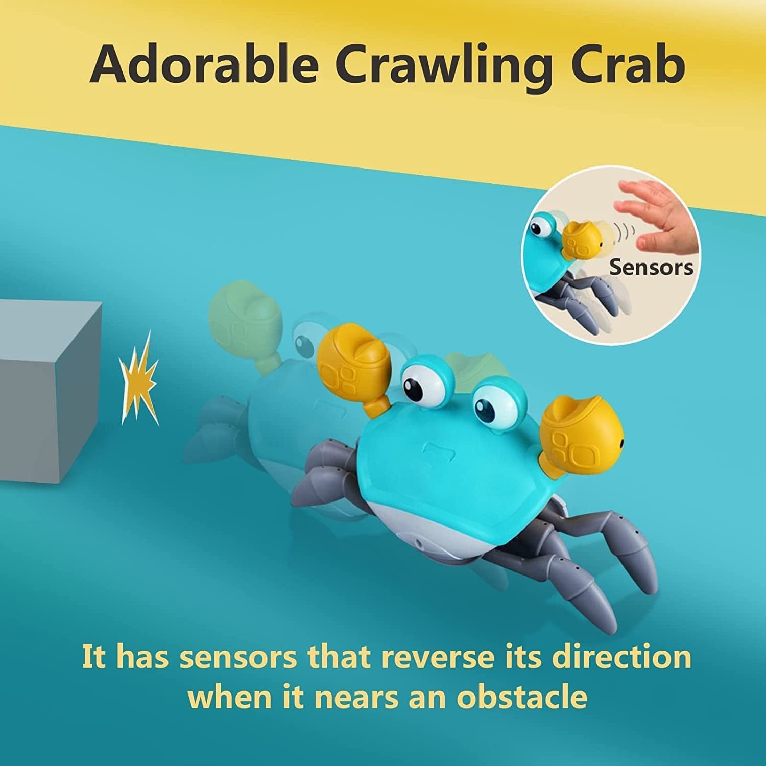 Crawling Crab Baby Toy - Infant Tummy Time Toys 3 4 5 6 7 8 9 10 11 12 Babies Boy 3-6 6-12 Learning Crawl 9-12 12-18 Walking Toddler 36 Months Old Music Development 1St Birthday Gifts