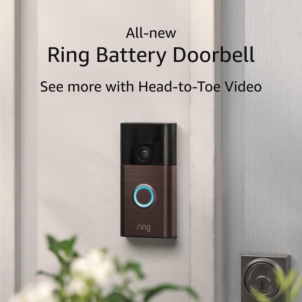 All-New  Battery Doorbell, Head-To-Toe Video, Live View with Two-Way Talk, and Motion Detection &amp; Alerts (2024 Release), Venetian Bronze