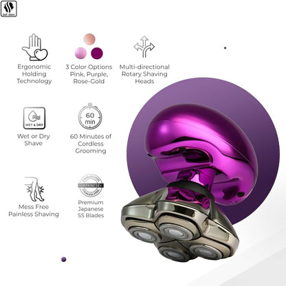 Butterfly Kiss Pro (Purple): Best Electric Shaver for Bikini, Leg, Body Shaving and Gifting