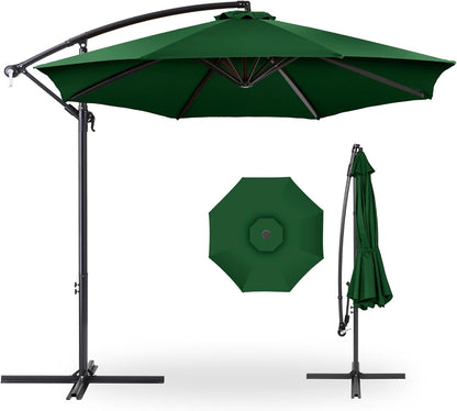 10Ft Offset Hanging Market Patio Umbrella W/Easy Tilt Adjustment, Polyester Shade, 8 Ribs for Backyard, Poolside, Lawn and Garden