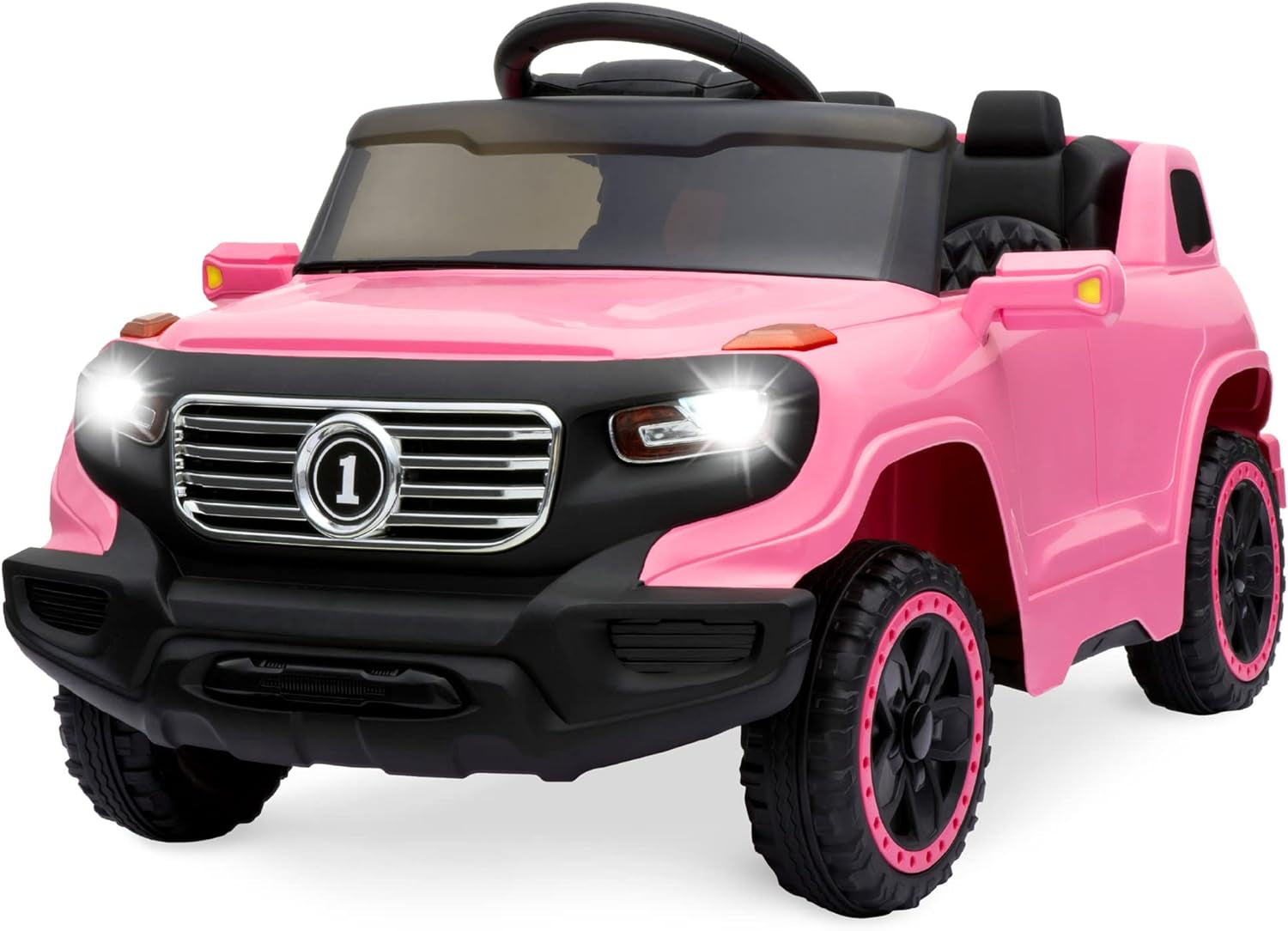 Kids 6V Ride on Truck W/Parent Remote Control, 3 Speeds, LED Lights, Pink