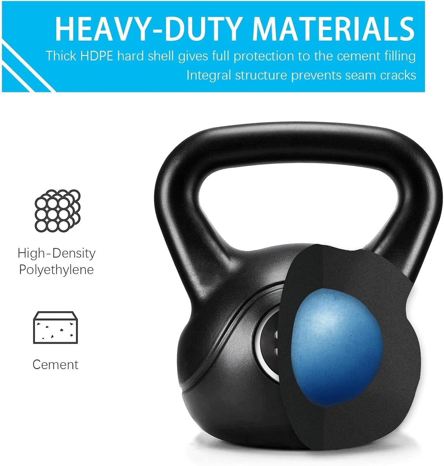 35Lbs Kettlebell Weights, Men &amp; Women Home Gym Kettle Bell Exercise &amp; Fitness Equipment W/Wide Flat Base &amp; Textured Grip for Strength Training