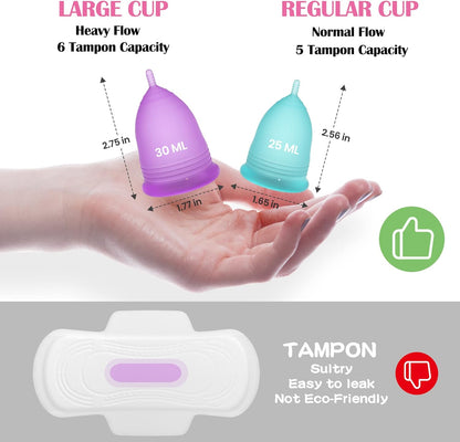 Menstrual Cup Steamer Sterilizer with 2 Reusable Menstrual Cups, Period Cups Cleaner Wash Kit