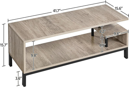 TV Stand for 50 Inch TV, Small Media Console Table for Living Room, 42 Inch Corner Entertainment Center with Storage for Bedroom, Gray