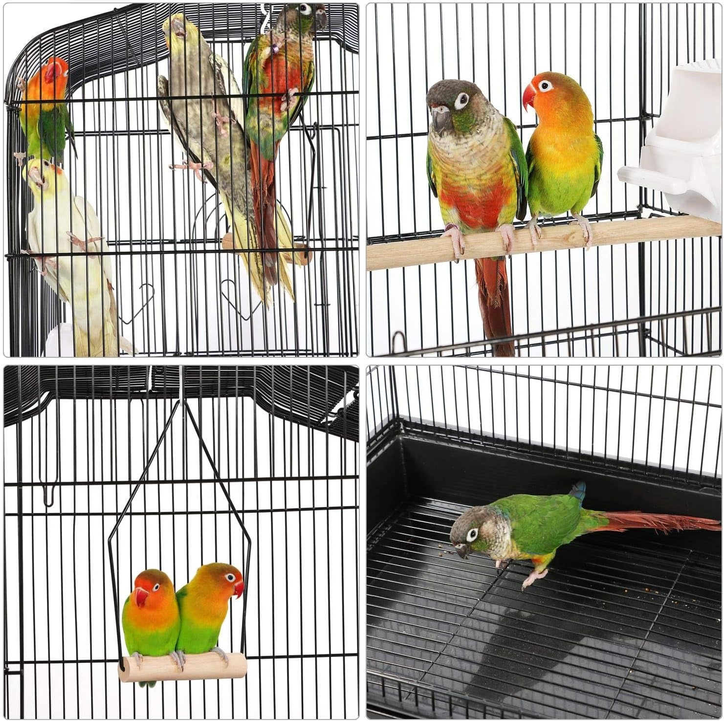 41-Inch Open Top Medium Bird Cages for Parakeets Finches Canaries Lovebirds Small Quaker Parrots Cockatiels Budgie Green Cheek Conure Travel Pet Flight Birdcage