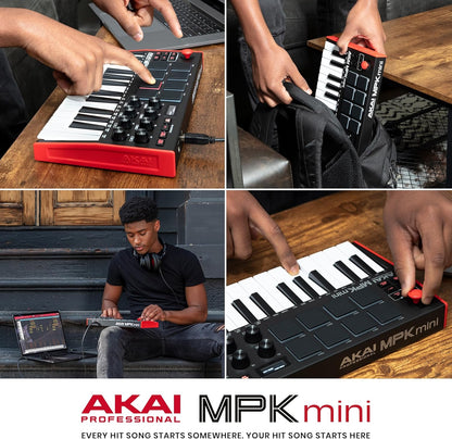 MPK Mini MK3 - 25 Key USB MIDI Keyboard Controller with 8 Backlit Drum Pads, 8 Knobs and Music Production Software Included